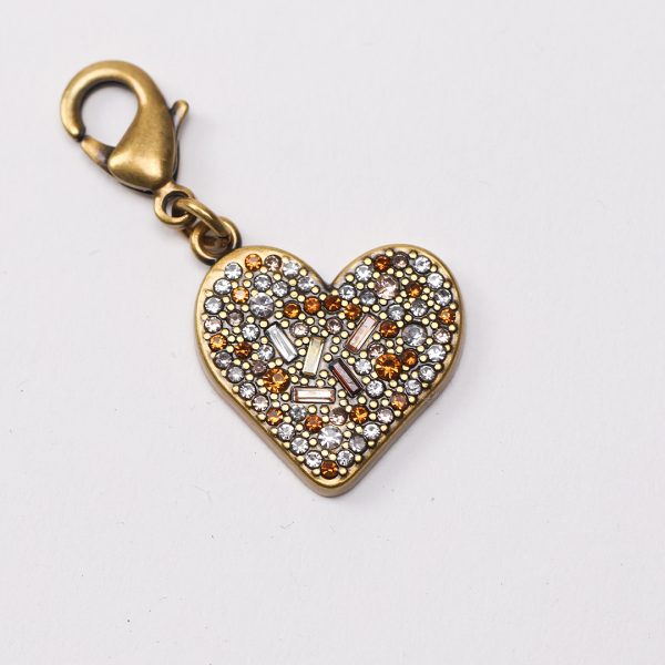 puraai CHARM HEART MULTICOLOR STONES Heart charm old gold with multicolors stones
