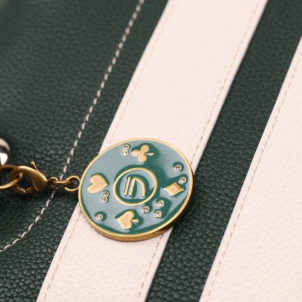 Puraai CHARM POKER Poker Fish Charm Green And Old Gold With Crystal Stones