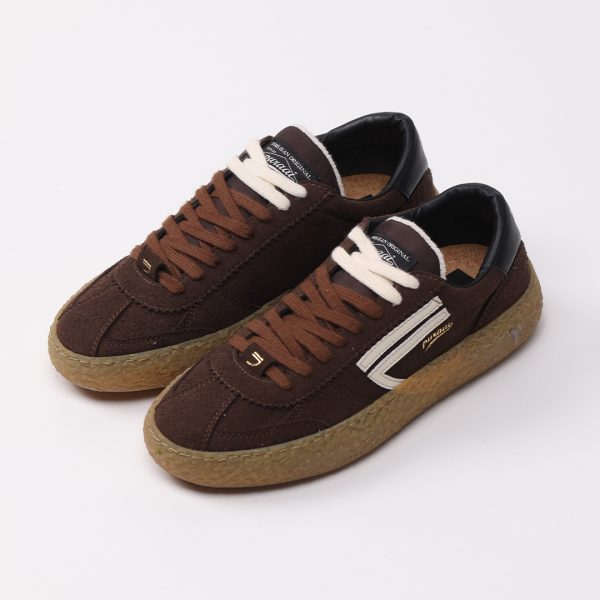 Puraai COCOA Hairy Microsuede Dark Brown Logo White And Detail Black.Outsole Honey Double Lace Brown And White. Vintage Finishing.COCOA