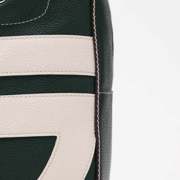 Puraai EVERGREEN Vegan Leather Green With White Logo And Old Gold Details. Handle Black. Logo Printed Butter