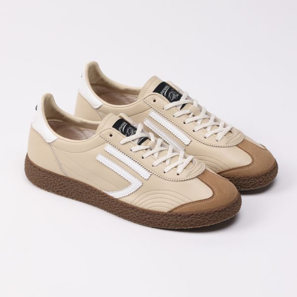 Puraai FLAN Vegan Leather Butter Logo And Detail White.Outsole Choccolate And Lace ButterFLAN