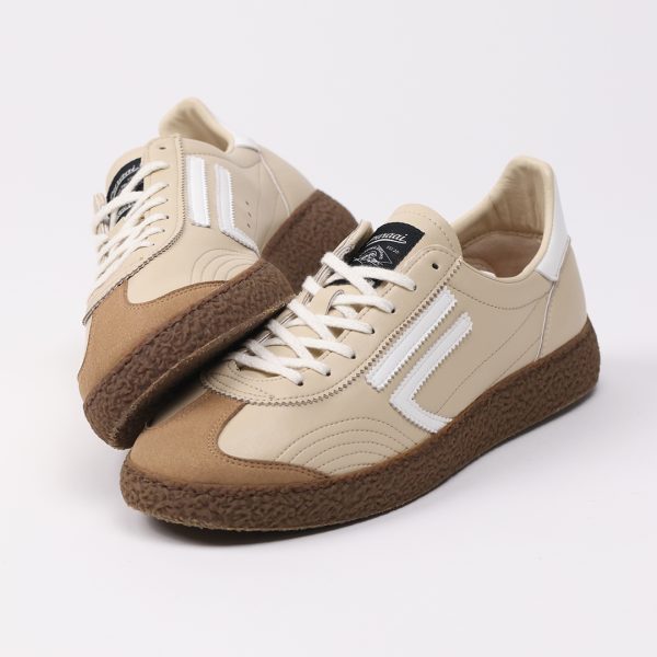 Puraai FLAN Vegan Leather Butter Logo And Detail White.Outsole Choccolate And Lace ButterFLAN