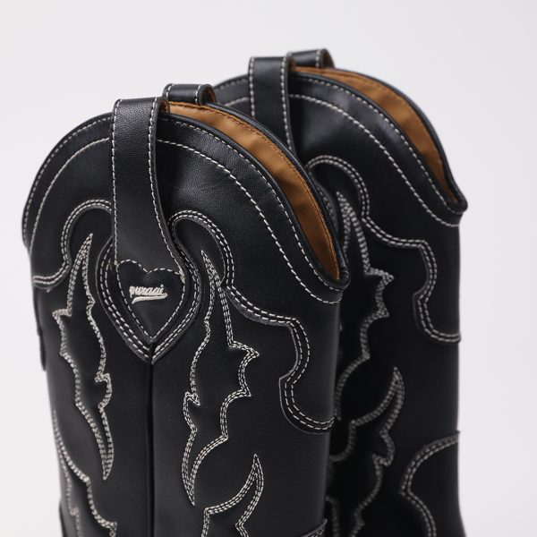 Puraai FRISONE Vegan Leather Black With Embroidery Outsole Black.FRISONE