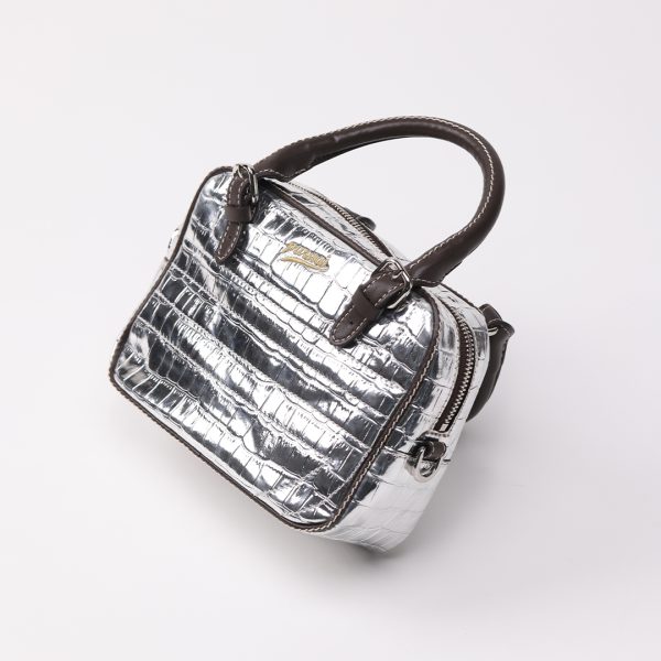 Puraai GLACIER Vegan Leather Silver Cocco With Adjustable Shoulder Belt. GLACIER