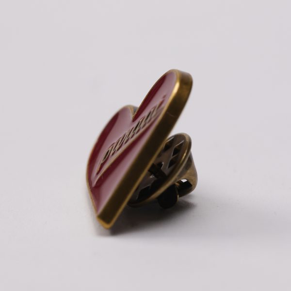 Puraai HEART RED PIN Heart Pin “PURAAI” Old Gold And Red