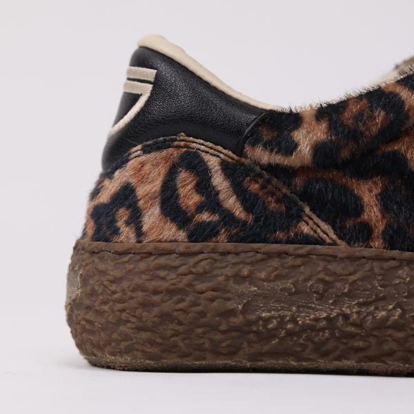 Puraai JAGUAR TAB Vegan Pony Printed Leopard Logo And Tab Butter. Detail Black Outsolechoccolate And Lace White.JAGUAR TAB