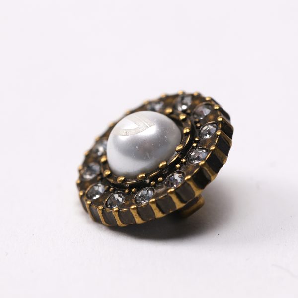 Puraai LACE STOPPER PAERL Logo Lace Stoppers Old Gold With Crystal Stones And Pearl