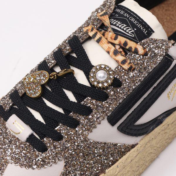 Puraai LACE STOPPER PAERL Logo Lace Stoppers Old Gold With Crystal Stones And Pearl