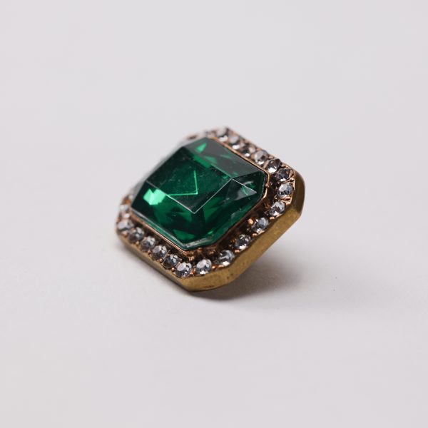 Puraai LACE STOPPER STONES GREEN Lace Stoppers Old Gold With Emerald Stones