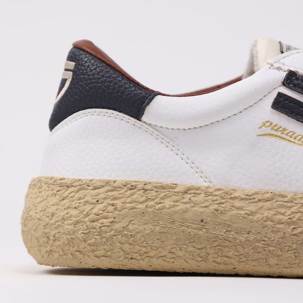 Puraai MIRTILLO Vegan Leather Butter Logo And Detail Dark Blue. Outsole Vanilla And Lace White. Vintage Finishing.MIRTILLO