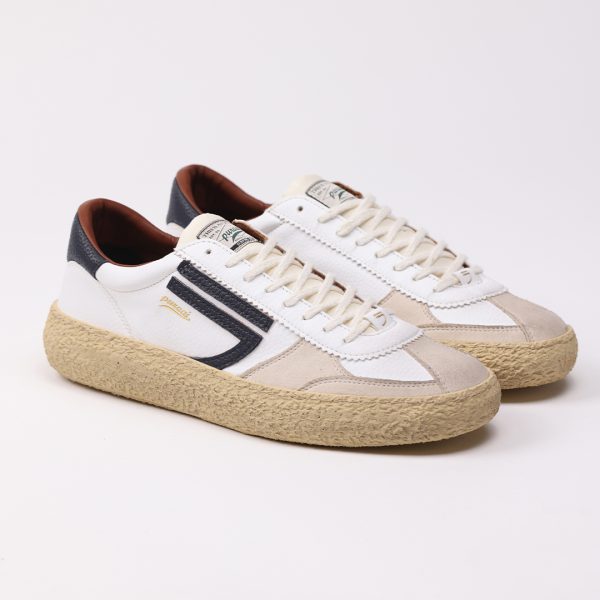 Puraai MIRTILLO Vegan Leather Butter Logo And Detail Dark Blue. Outsole Vanilla And Lace White. Vintage Finishing.MIRTILLO