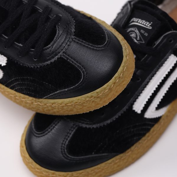 Puraai MOONLESS Vegan Leather And Pony Black Detail Butter.Outsole Honey And Lace Black.MOONLESS