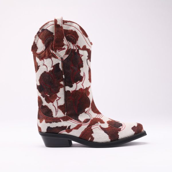 puraai MUSTANG Vegan velvet printed cow with embroidery outsole black.MUSTANG