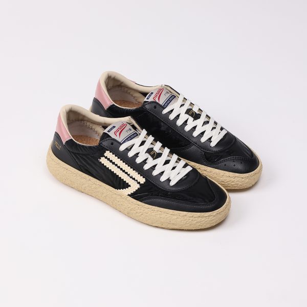 Puraai ONYX Nylon Black Vegan Leather Logo White And Detail Pink. Outsole Vanilla And Lace White.ONYX