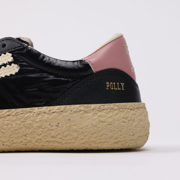 Puraai ONYX Nylon Black Vegan Leather Logo White And Detail Pink. Outsole Vanilla And Lace White.ONYX