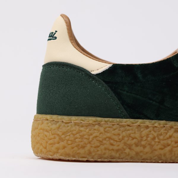 Puraai PEPPERMINT Microsuede And Velvet Green Logo And Detail Butter.Outsole Honey Lace White And Green.PEPPERMINT