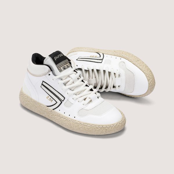 puraai White Black Mid Vegan Sneakers GALASSIA