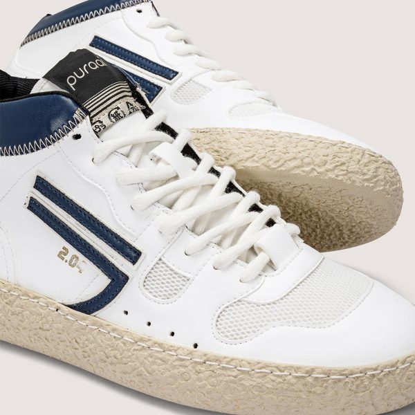 Puraai White Blue Mid Vegan Sneakers COSMO