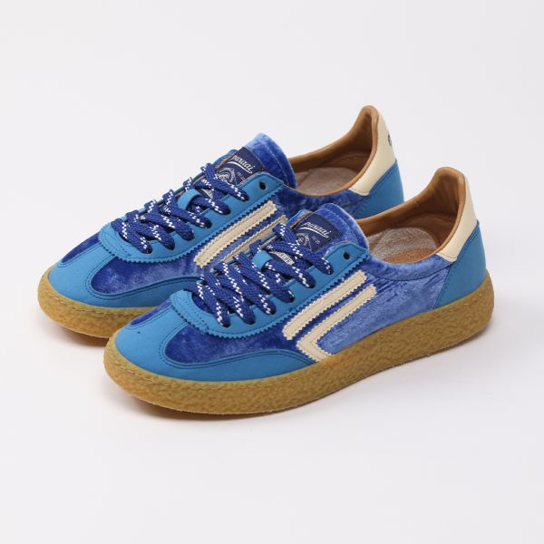 Puraai SPACE Microsuede And Velvet Blue Logo And Detail Butter.Outsole Honey Lace White And Blue.SPACE