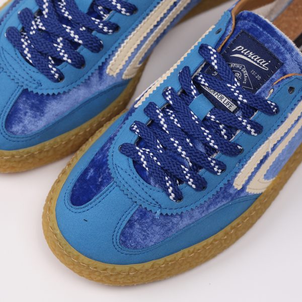 Puraai SPACE Microsuede And Velvet Blue Logo And Detail Butter.Outsole Honey Lace White And Blue.SPACE