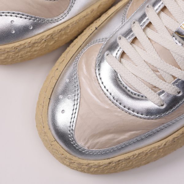 Puraai STARLIGHT Nylon White And Silver Vegan Leather Sylver Logo Butter And Detail Brown.Outsole Vanilla And Lace White.STARLIGHT