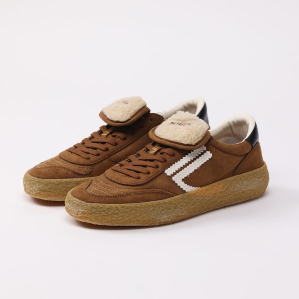 Puraai TEDDY TAB Microsuede Brown With Vegan Fur Logo Cream And Deatil Black. Outsolehoney And Lace Brown.TEDDY TAB