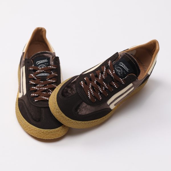 Puraai TIRAMISU Microsuede And Velvet Brown Logo And Detail Butter.Outsole Honey Lace White And Brown.TIRAMISU