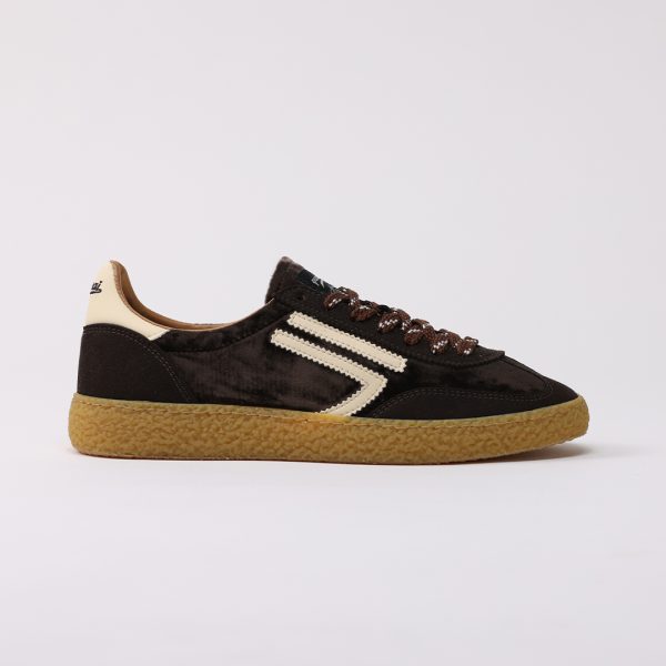 puraai TIRAMISU Microsuede and velvet brown logo and detail butter.Outsole honey lace white and brown.TIRAMISU