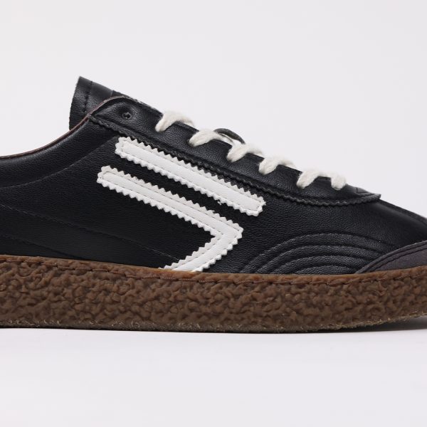 Puraai VULCANO Vegan Leather Black Logo And Detail White.Outsole Choccolate And Lace WhiteVULCANO