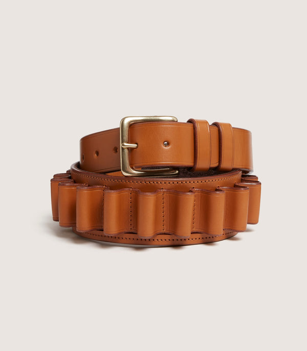 purdey 12 Gauge Bridle Leather Cartridge Belt In Tan