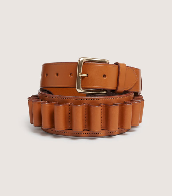 purdey 20 Gauge Bridle Leather Cartridge Belt In Tan