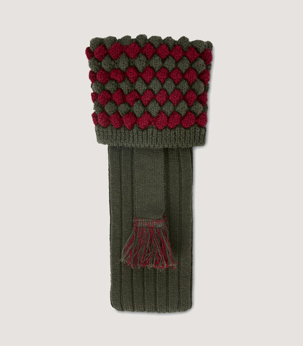 purdey Bobble Top Socks With Garters In Loden Green