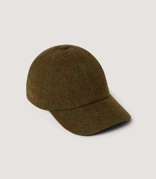 purdey Cashmere Mix Tweed Baseball Cap in Legerwood