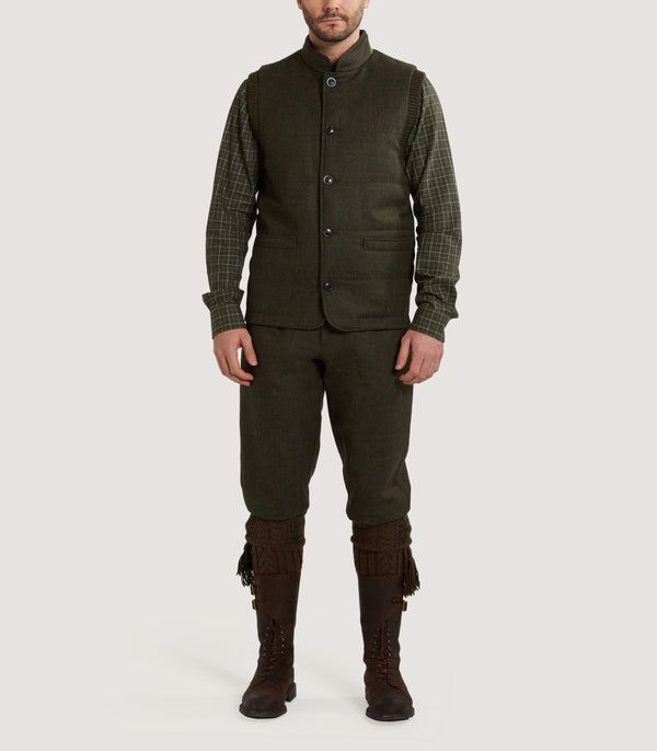 Purdey Clarges Knit And Fabric Hybrid Vest In Loden