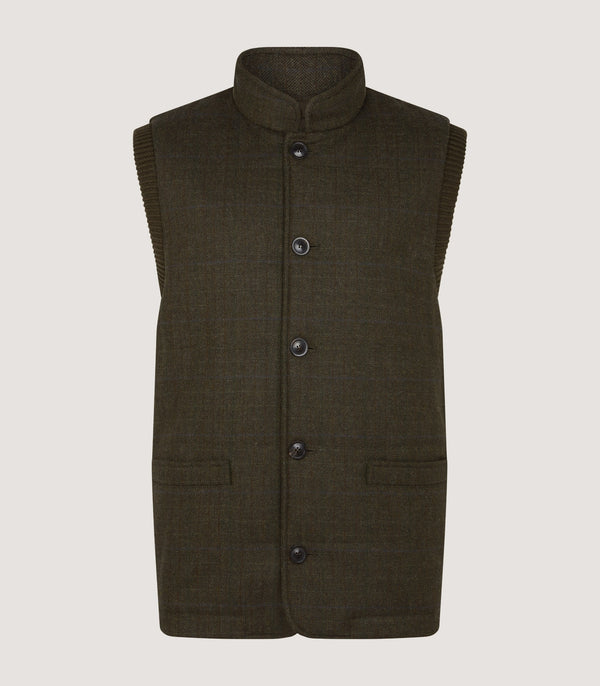 purdey Clarges Knit and Fabric Hybrid Vest in Loden