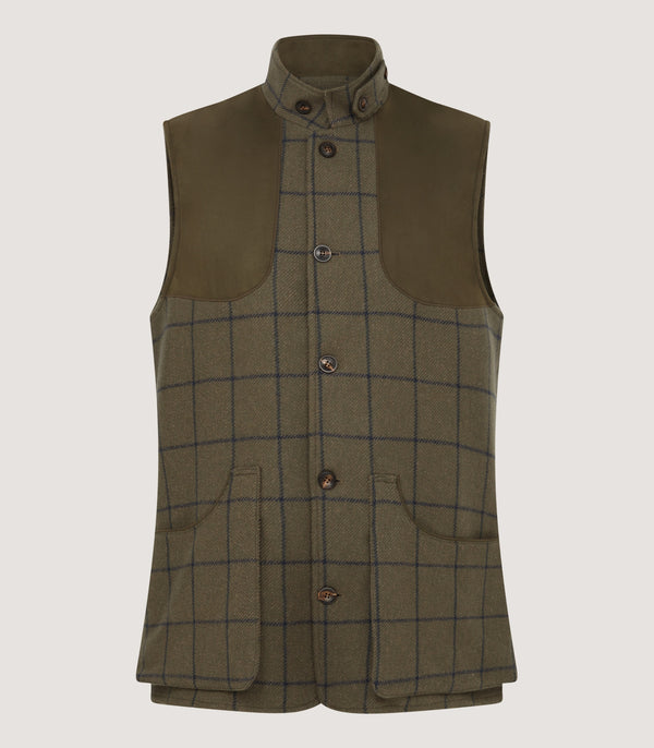 purdey Men's Cashmere Tweed High Collar Sporting Vest in Rannoch