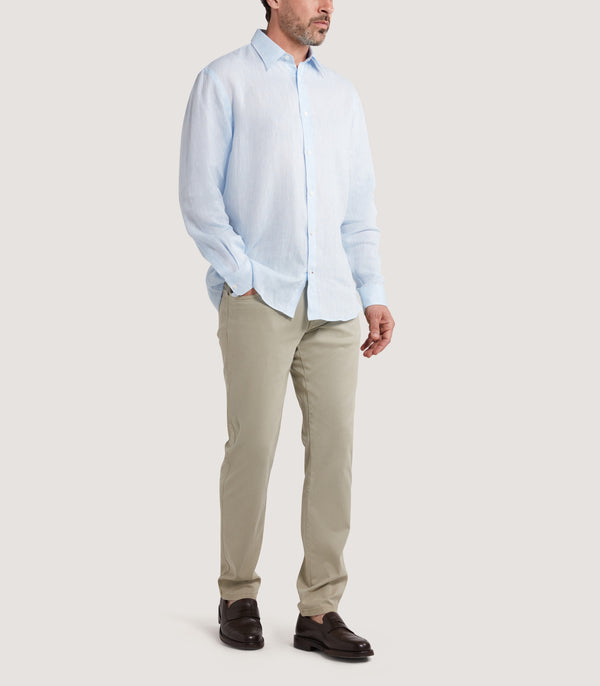 Purdey Men's Classic Linen Shirt In Cornflower Blue