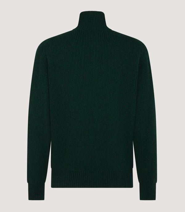 Purdey Men's Clifford Wool Cashmere Ribbed Quarter Zip Sweater In Emerald