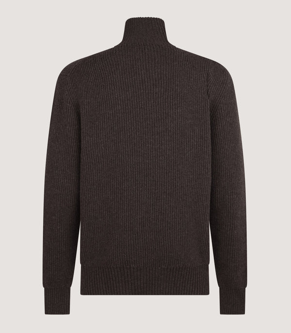 Purdey Men's Clifford Wool Cashmere Ribbed Quarter Zip Sweater In Peppercorn