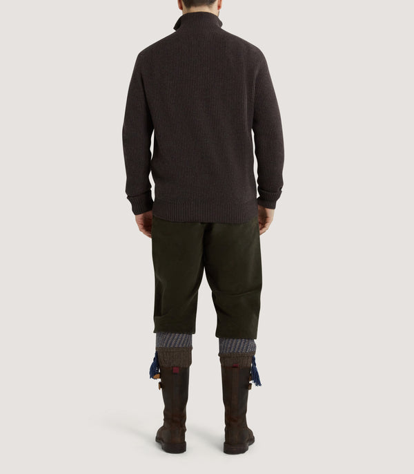 Purdey Men's Clifford Wool Cashmere Ribbed Quarter Zip Sweater In Peppercorn