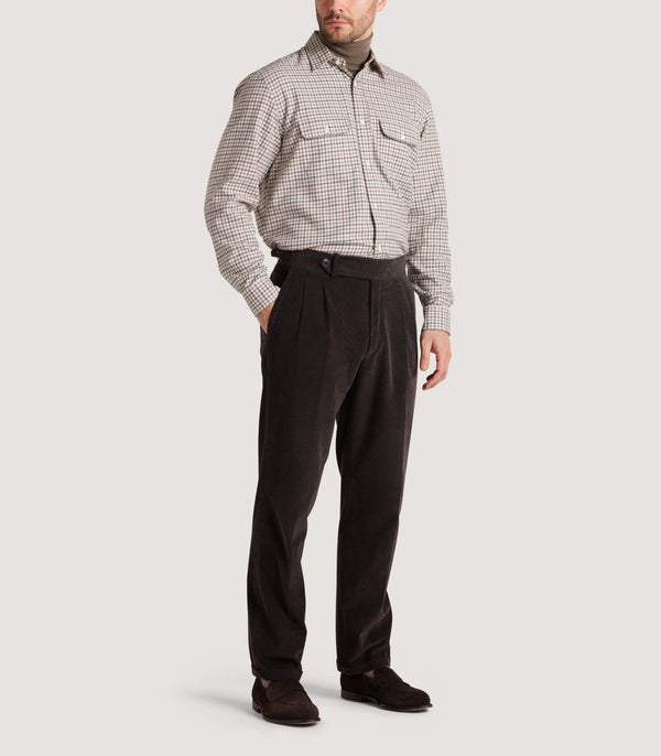 Purdey Men's Club Check Double Pocket Shirt In Taupe