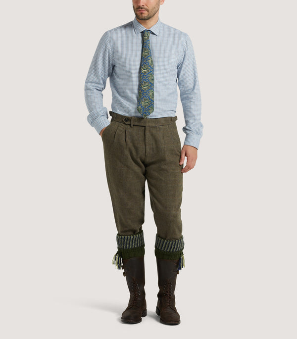 Purdey Men's Cotton Cashmere Sporting Shirt In Loch Blue