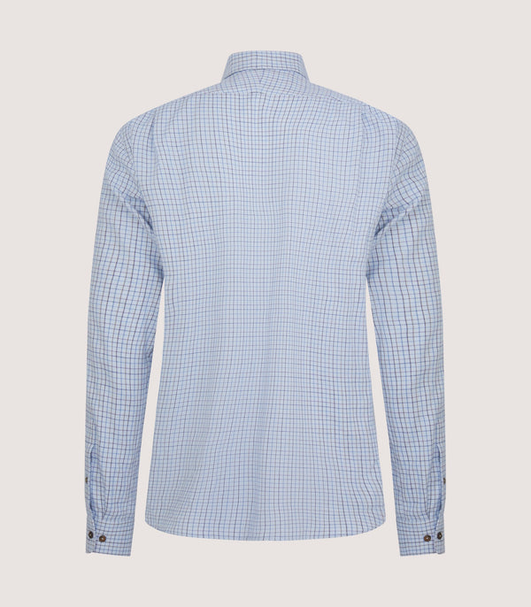 Purdey Men's Cotton Cashmere Sporting Shirt In Loch Blue