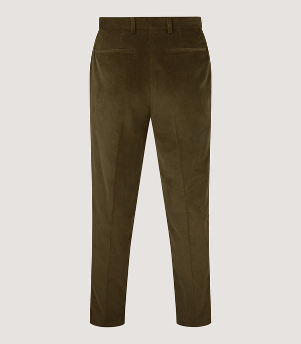 Purdey Men's Cotton Corduroy Flat Front Trousers In Olive