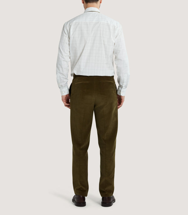 Purdey Men's Cotton Corduroy Flat Front Trousers In Olive