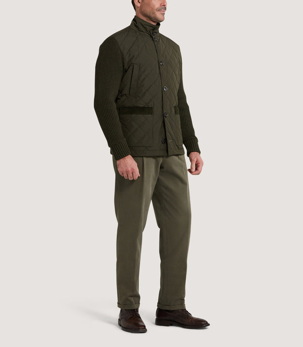 Purdey Men's Devonshire Nylon Quilted Zip Front Cardigan In Loden