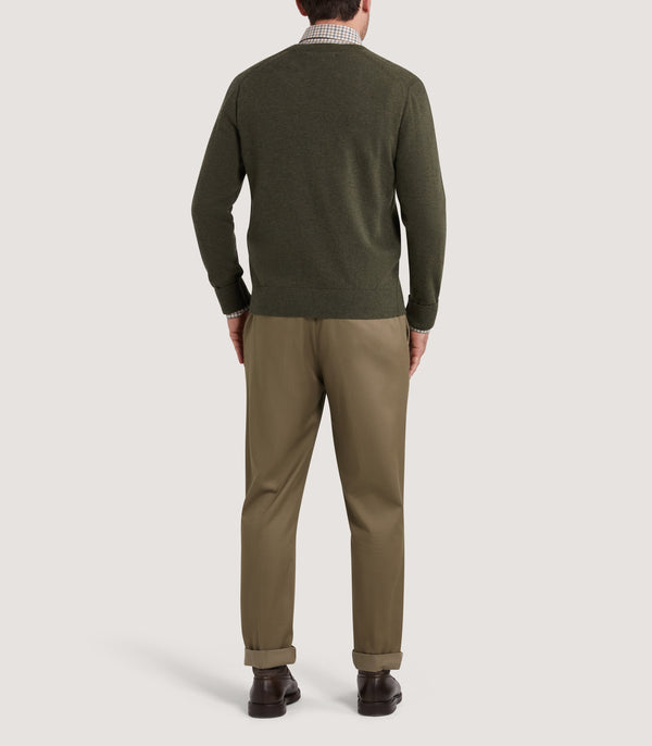Purdey Men's Ensay British Outdoor V Neck Jumper In Loden