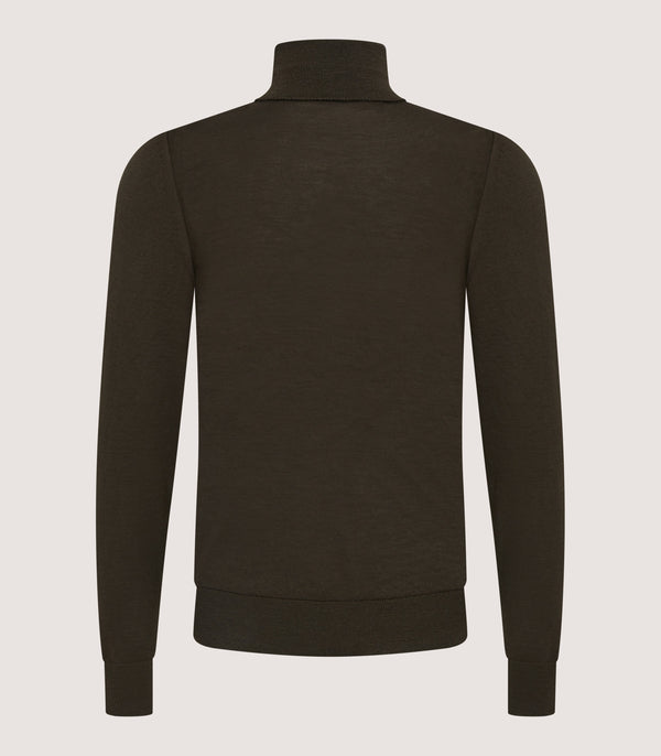 Purdey Men's Extra Fine Worsted Cashmere Seamless Turtleneck In Loden