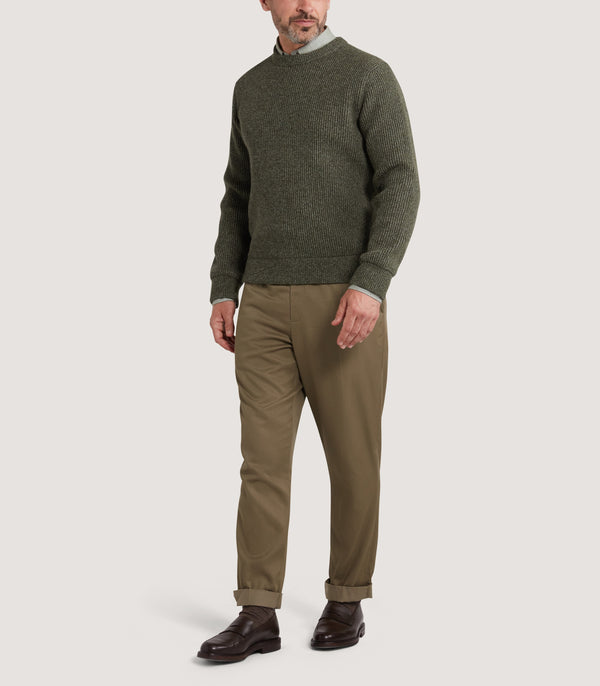 Purdey Men's Glamis Cotton Wool Mouline Sweater In Loden