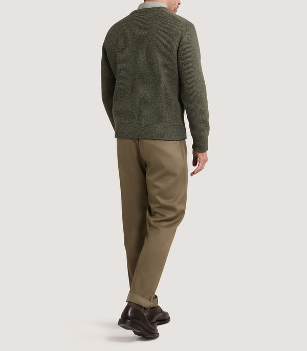 Purdey Men's Glamis Cotton Wool Mouline Sweater In Loden